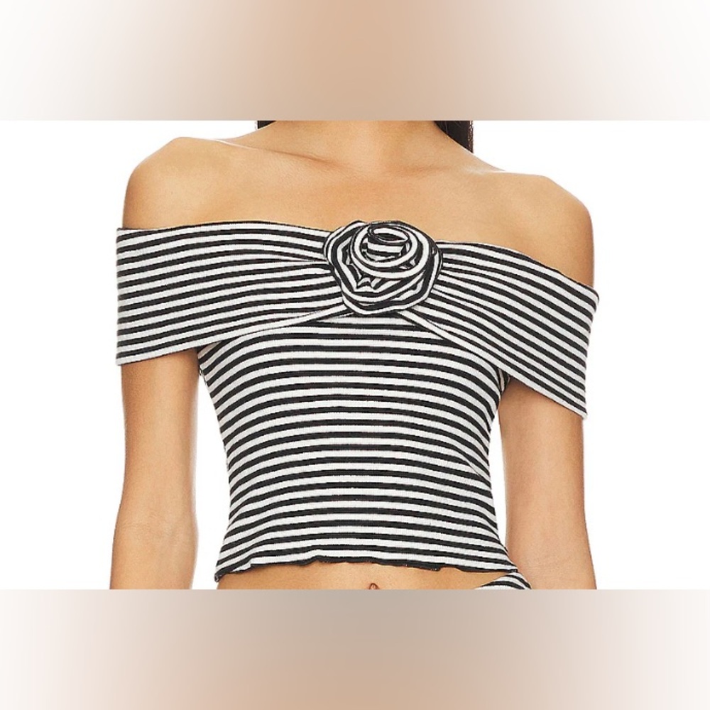 Lovers + Friends Striped Off-Shoulder Crop Top